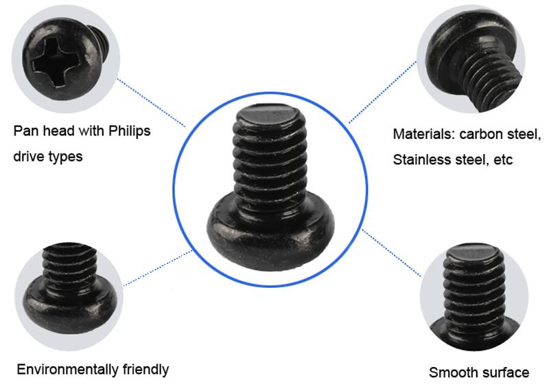 m3 machine screw black zinc plated screws