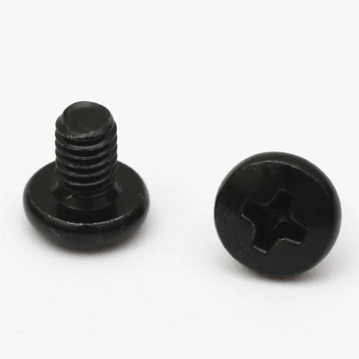 Black carbon steel phillips pan head machine screw